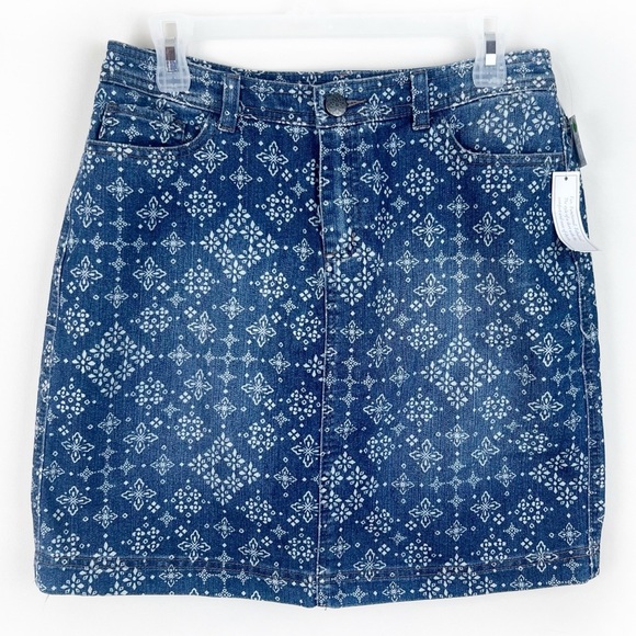 Christopher & Banks Pants - Denim Skort Medallion Print Mini Skirt Boho Festival Bohemian 4 Moroccan India